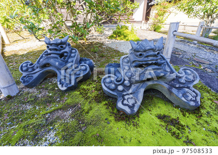 等持院　苔床に鬼瓦（京都市北区等持院北町） 97508533