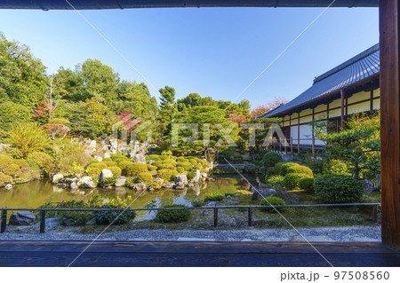 京都・等持院　美しい日本庭園　芙蓉池 (西庭)　紅葉の季節 97508560