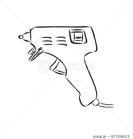 glue gun line vector illustration, isolated on white background.top view 97509015
