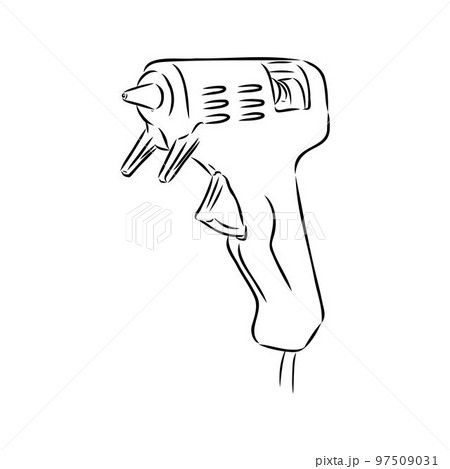 glue gun line vector illustration, isolated on white background.top view 97509031