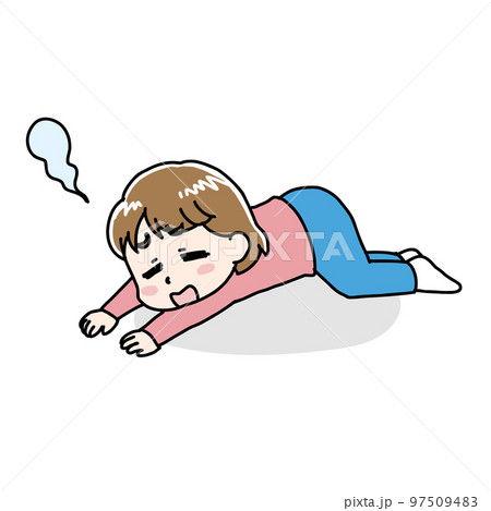 やる気がなくてだるい女性のイラスト 97509483