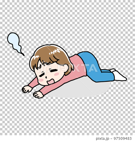 やる気がなくてだるい女性のイラスト 97509483