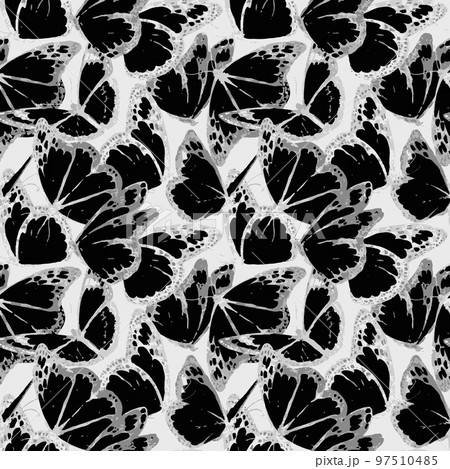 Beautiful seamless pattern with cute watercolor butterflies. Stock illustration. 97510485