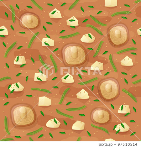 Japanese Miso soup seamless pattern. Asian food illustration in cartoon style 97510514