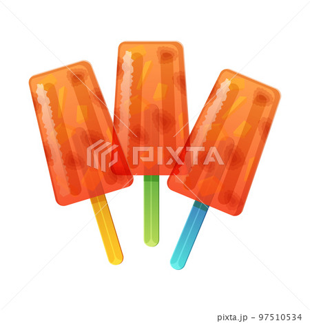 Mexican ice cream paletas with mango and raspberry. Latin american food illustration isolated on white 97510534