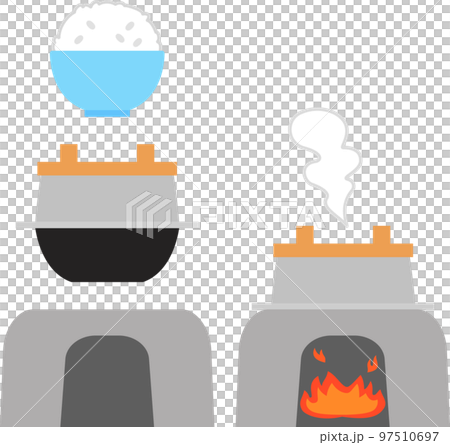 Deformed illustration of a rice cooker Deformed illustration of a rice cooker 97510697