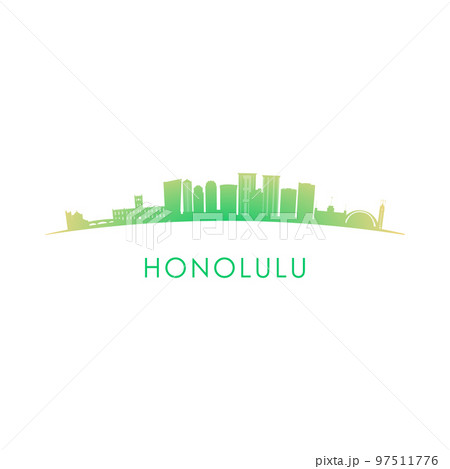 Honolulu skyline silhouette.  97511776