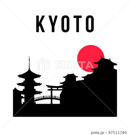 Kyoto city skyline simple silhouette. Kyoto city skyline simple silhouette. 97511780