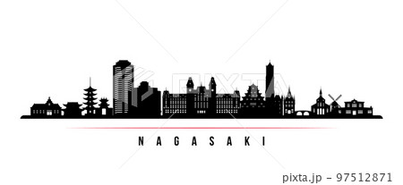 Nagasaki skyline horizontal banner. 97512871