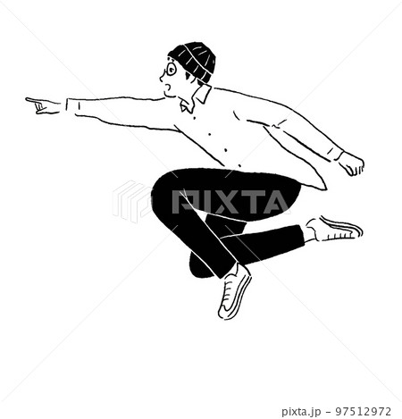 指をさす男性 飛ぶ 線画 指をさす男性 飛ぶ 線画 97512972