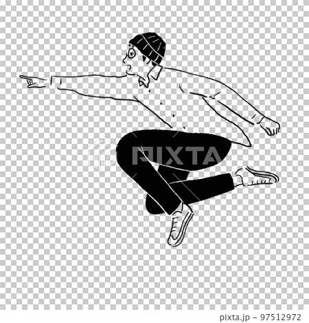 指をさす男性 飛ぶ 線画 指をさす男性 飛ぶ 線画 97512972
