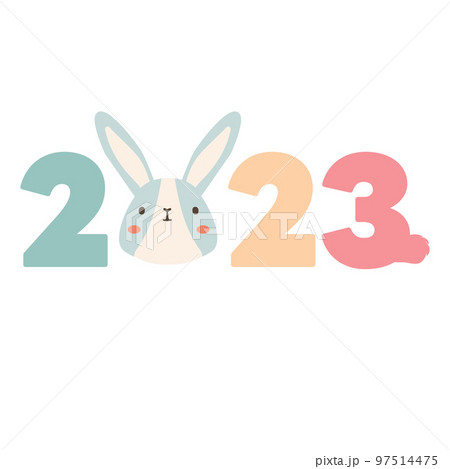 Happy new year 2023 with a bunny concept Happy new year 2023 with a bunny concept 97514475