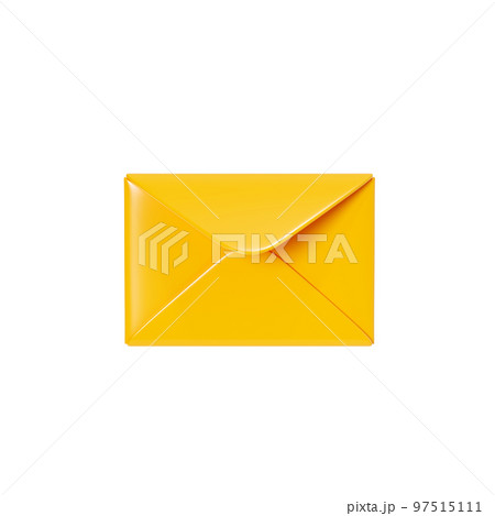 Letter 3d render - closed yellow envelope isolated on white background. New mail or message notification. Letter 3d render - closed yellow envelope isolated on white background. New mail or message notification. 97515111