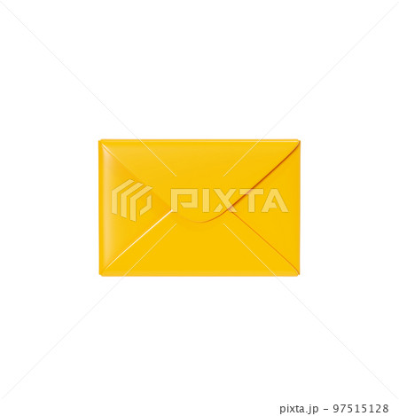 Letter 3d render - closed yellow envelope isolated on white background. New mail or message notification. Letter 3d render - closed yellow envelope isolated on white background. New mail or message notification. 97515128