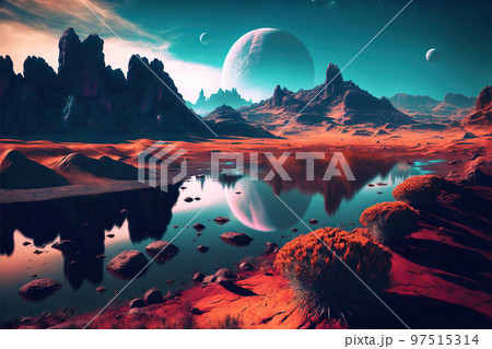 Extrasolar alien planet wonderful surface Extrasolar alien planet wonderful surface 97515314