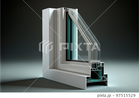White plastic windows profile durable with green glass 97515529