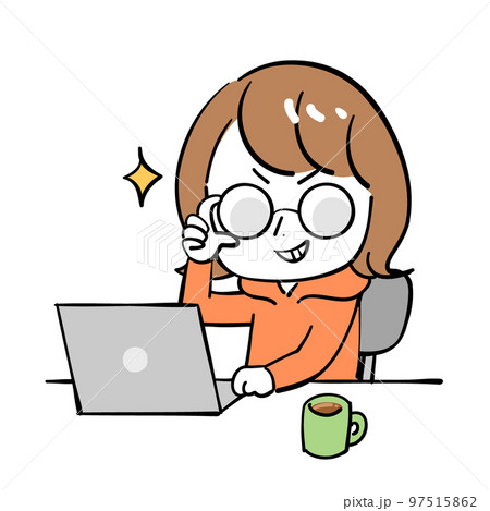 女性 パソコン 笑顔 メガネ 女性 パソコン 笑顔 メガネ 97515862