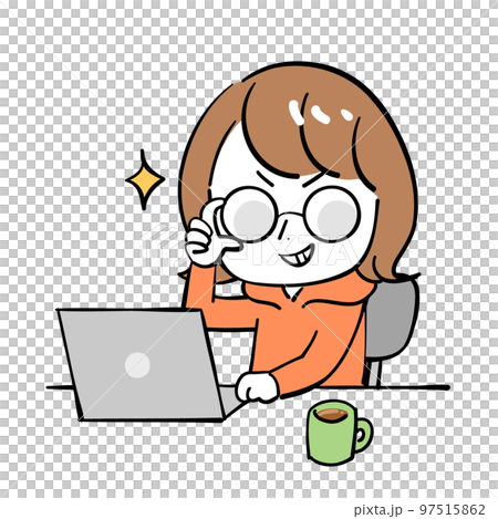 女性 パソコン 笑顔 メガネ 女性 パソコン 笑顔 メガネ 97515862