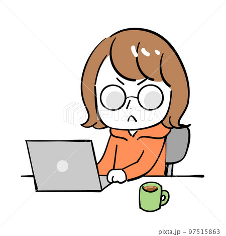 女性　パソコン　得意　真顔 97515863