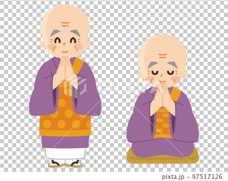 合掌する住職の高齢男性 合掌する住職の高齢男性 97517126