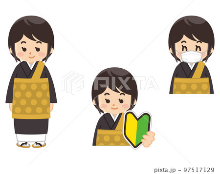 住職の女性　初心者マーク　マスク着用 97517129