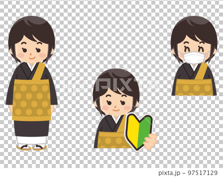 住職の女性　初心者マーク　マスク着用 97517129