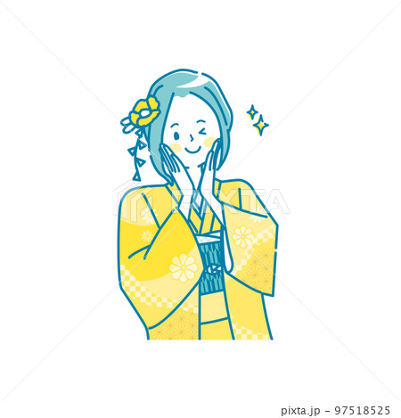 晴れ着姿の女性のイラスト素材 晴れ着姿の女性のイラスト素材 97518525