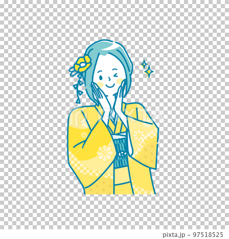 晴れ着姿の女性のイラスト素材 晴れ着姿の女性のイラスト素材 97518525