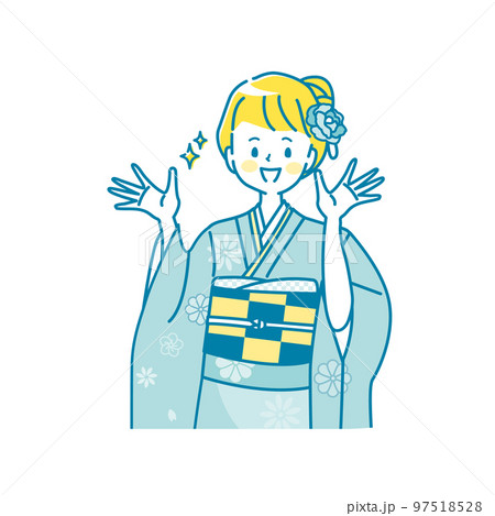 晴れ着姿の女性のイラスト素材 晴れ着姿の女性のイラスト素材 97518528