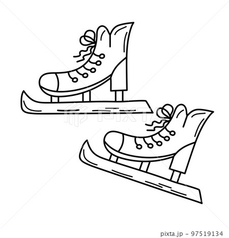 Winter ice skates in doodle style. Vector illustration. Winter ice skates in doodle style. Vector illustration. 97519134