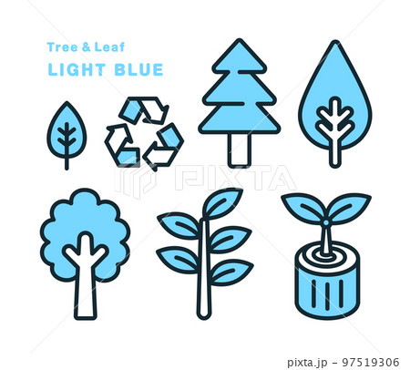 かわいくてシンプルな木と葉っぱのアイコン。ベクターイラスト素材。 97519306