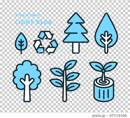 A cute and simple tree and leaf icon. Vector illustration material. A cute and simple tree and leaf icon. Vector illustration material. 97519306