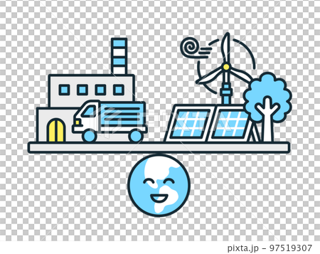 Efforts aimed at “decarbonization”. Vector illustration material of carbon neutral. Efforts aimed at “decarbonization”. Vector illustration material of carbon neutral. 97519307