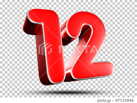 Number 12 red 3D. 97519846