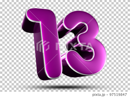 Number 13 purple 3D. 97519847