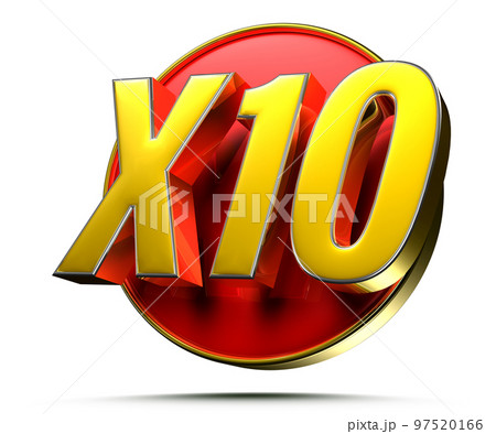 Gold X10 red circle 3D. 97520166