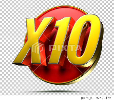 Gold X10 red circle 3D. Gold X10 red circle 3D. 97520166