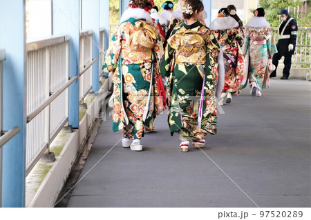 成人式 華やかな晴れ着姿 成人式 華やかな晴れ着姿 97520289