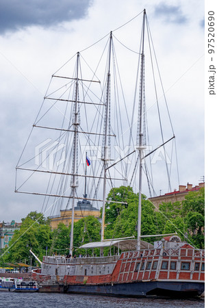 Sailing ship in St. Petersburg on river Neva Russia 97520690