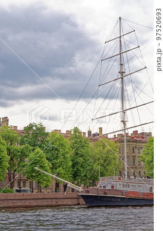 Sailing ship in St. Petersburg on river Neva Russia 97520693