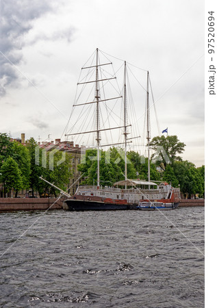 Sailing ship in St. Petersburg on river Neva Russia 97520694
