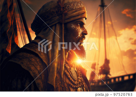 Generative AI illustration portrait of Sindbad the sailor 97520763