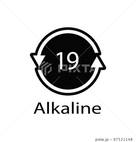 Battery recycling code Alkaline 19 . Vector illustration 97521148