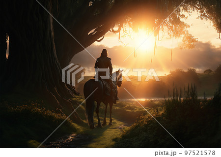 Concept art illustration of Aragorn on horse, Lord of the Rings 97521578