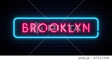 Brooklyn neon sign. Bright light signboard.  Brooklyn neon sign. Bright light signboard.  97521590