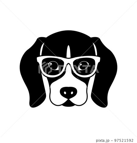 Portrait of Beagle in glasses isolated on white background. Portrait of Beagle in glasses isolated on white background. 97521592