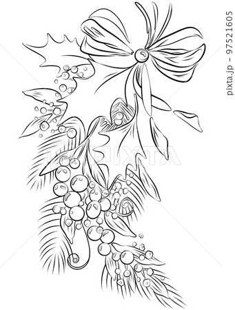 Antistress. Mistletoe christmas decoration, new year, holiday, christmas tree decoration  97521605