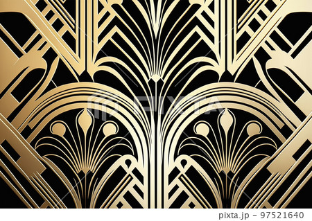 Generative AI illustration of abstract art deco pattern background 97521640