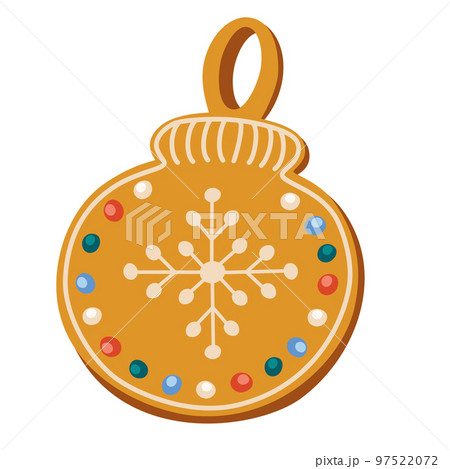 Gingerbread cookie. Christmas sweet. Winter homemade sweet. Hand drawn vector illustrations isolated on the white background. 97522072