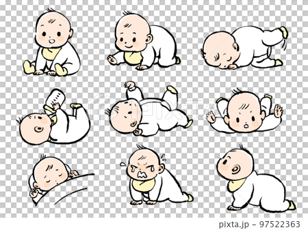 簡單寶寶各種姿勢彩色插圖 97522363